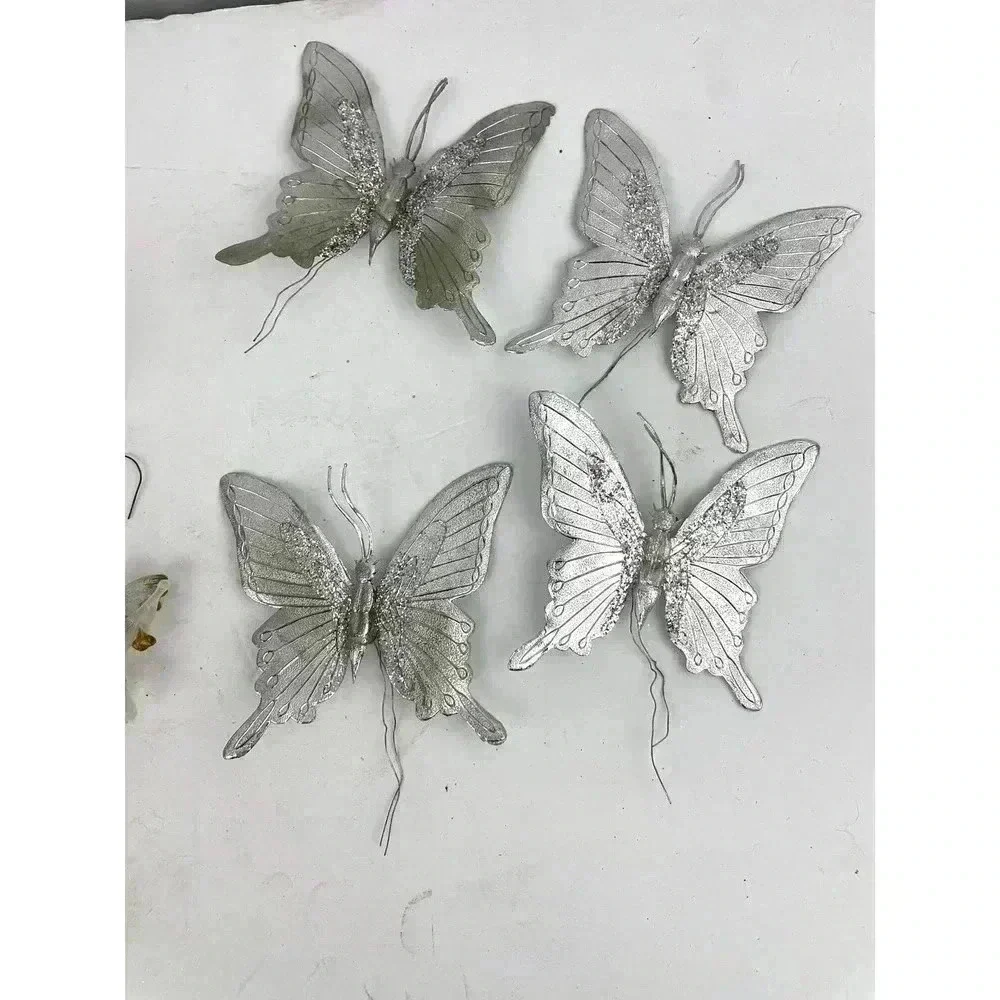 VTG Lot of 10 Mercury Glass Ornaments Butterflies‎ Cherub Bird Holiday Christmas